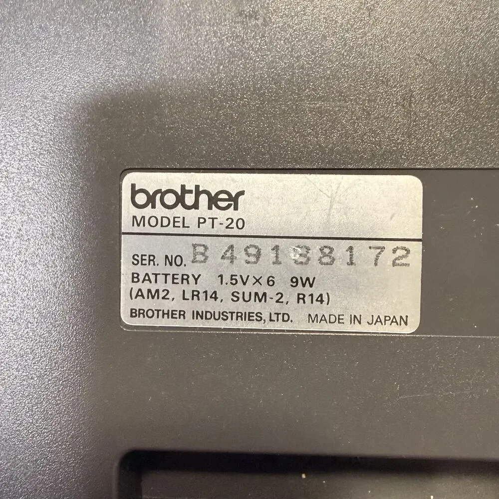 Vintage Brother P-Touch PT-20 Electronic Label Maker Printer Tested Black Japan